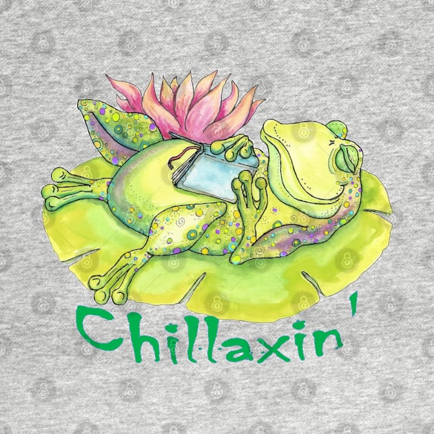 Chillaxin Watercolor Frog by BonnieSales